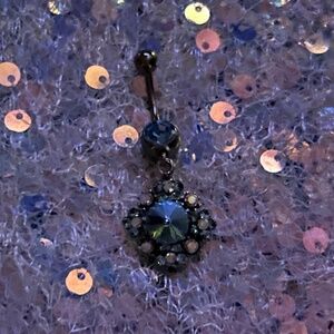 Blue Floral Swarovski Navel Jewelry